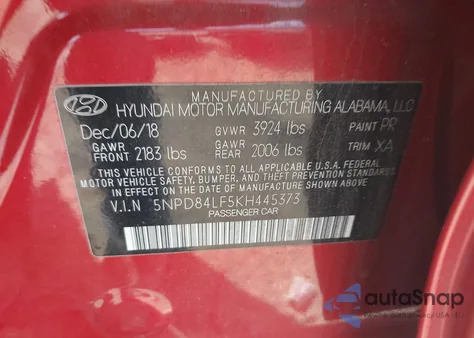2019 Hyundai Elantra Value Edition from USA, damaged, VIN 5NPD84LF5KH445373